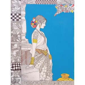 Rafique Somroo, 18 x 24, Mixed Media on Canvas, Figurative Painting, AC-RSO-048